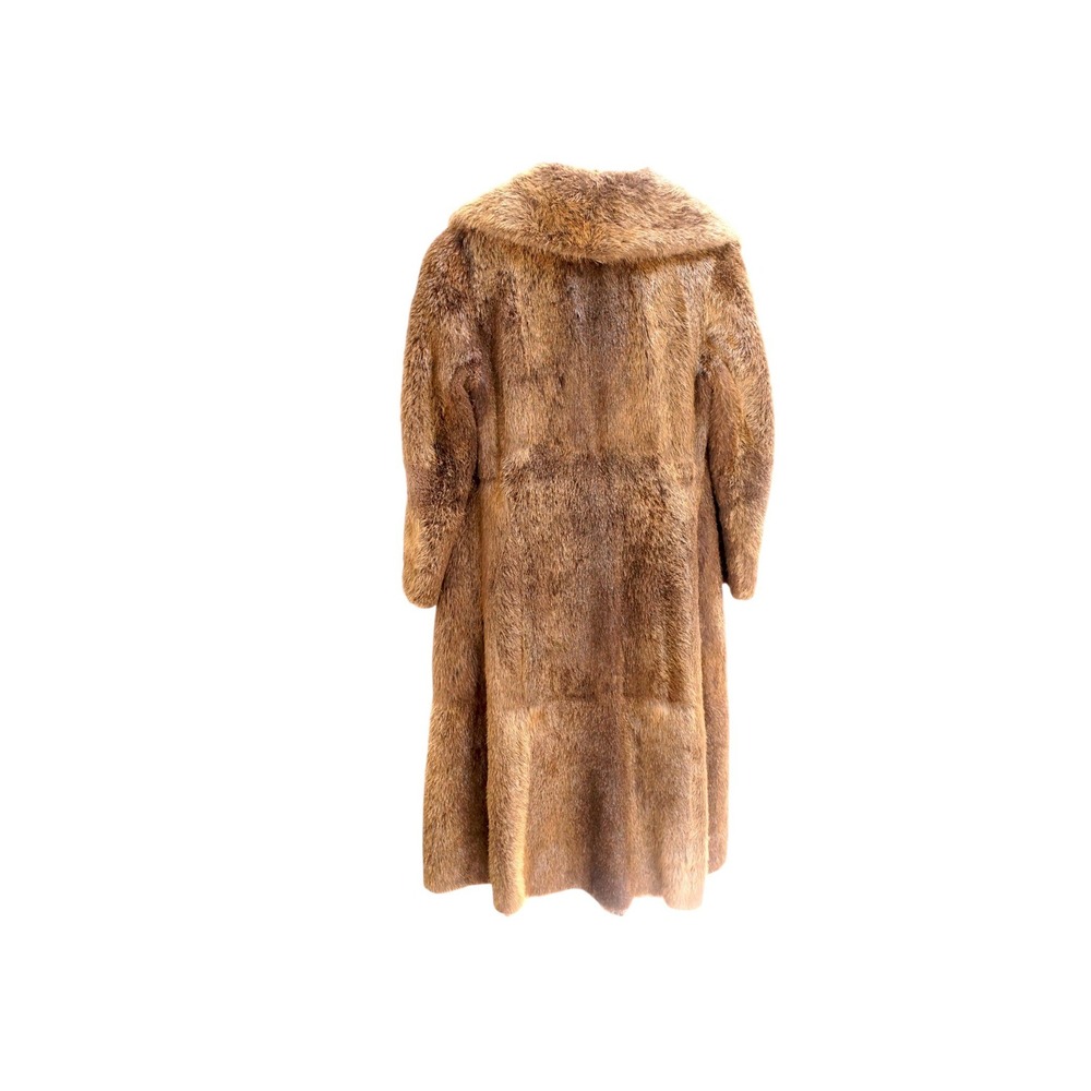 Vintage 1960s Brown Fur Coat Long Minimalist Real Fur Size L XL Luxury Womens - Picture 16 of 16
